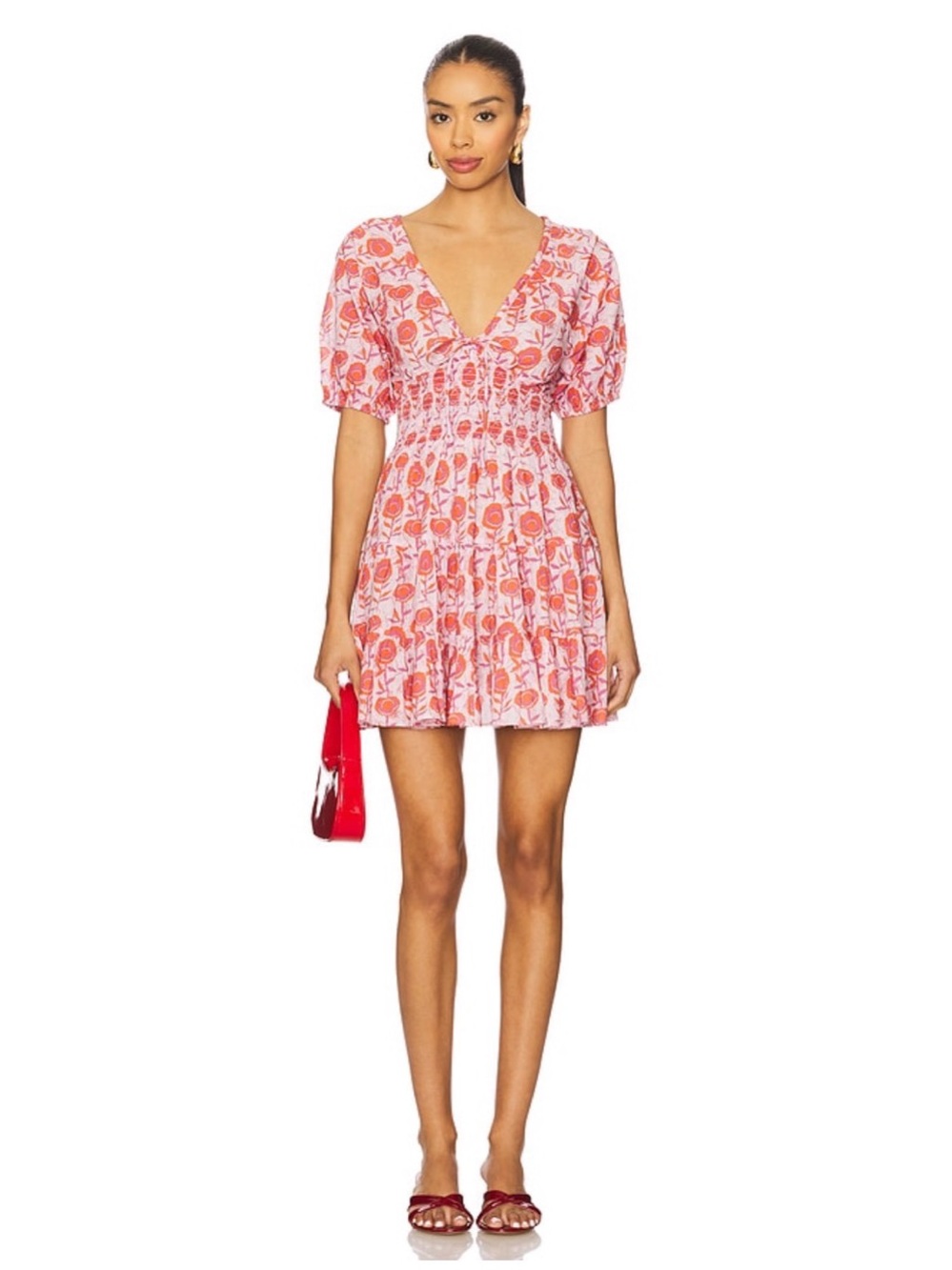 SAYLOR Greyson Floral Smocked Waist Beach Resort XS